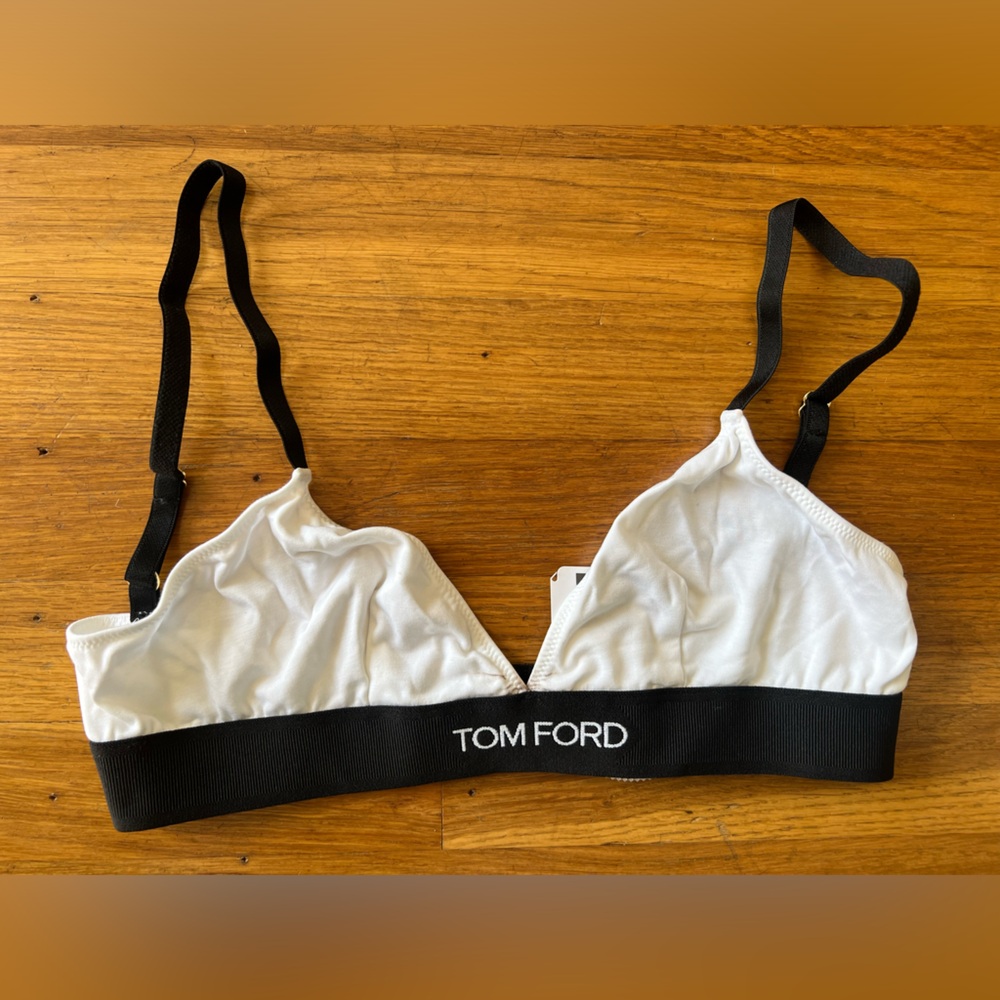 TOM FORD NEW Modal Signature Unpadded Wireless Bra in White Size Medium